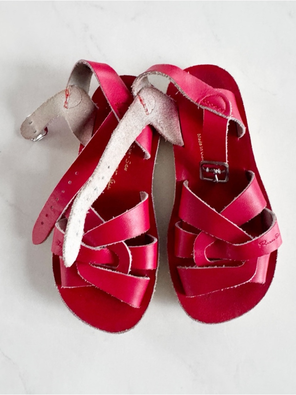 Salt Water Sandals by Hoy Kids Red Strappy Leather Sandals